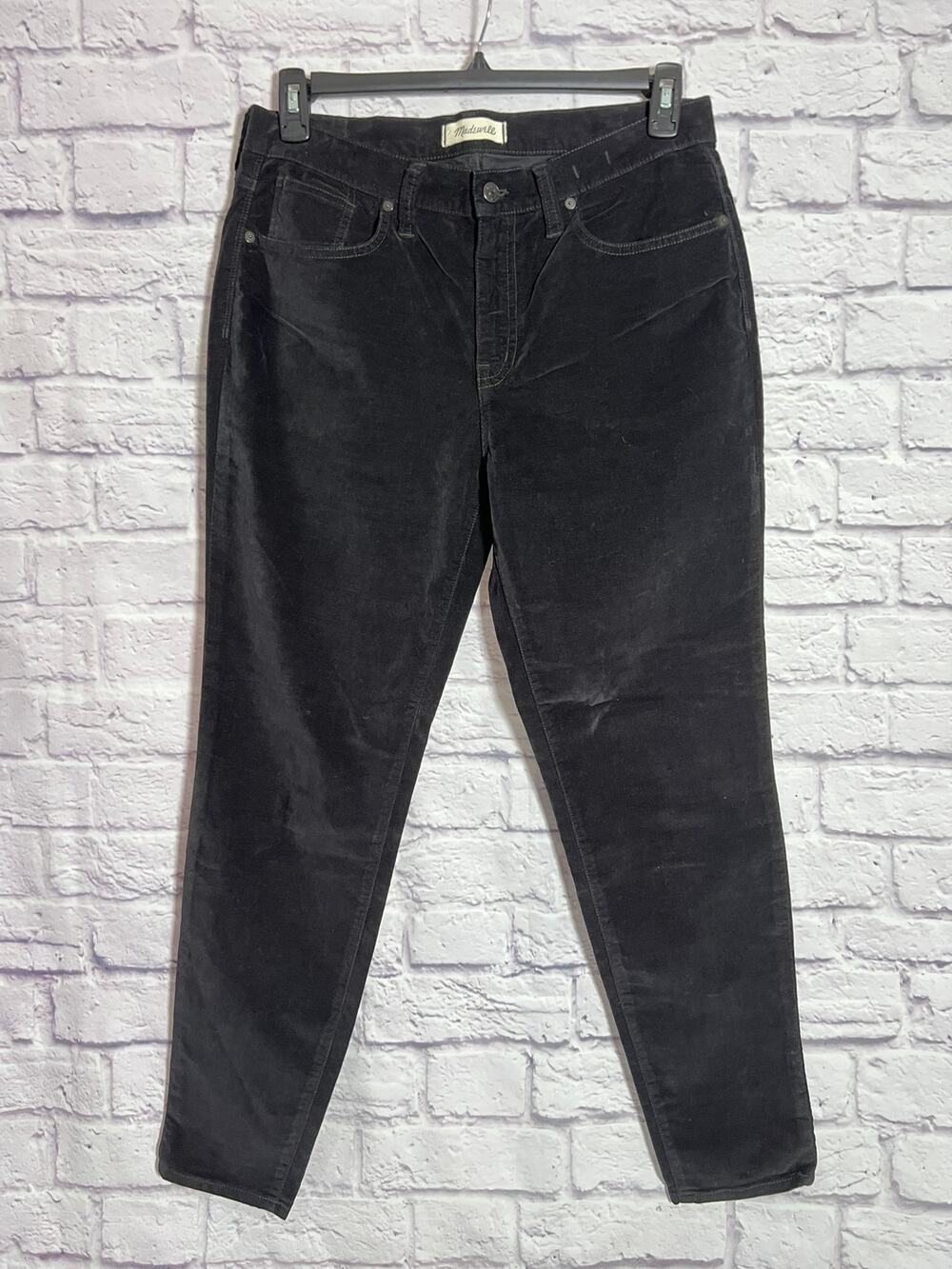 Madewell 9" High Riser Skinny Skinny Velvet Jeans SIZE 32 Black Stretch